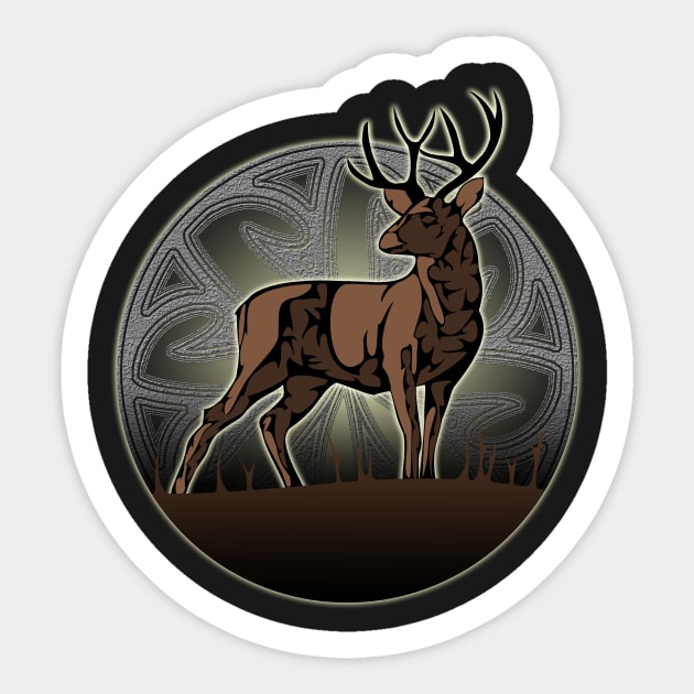 Tribal Stag Sticker by Evan_Arking